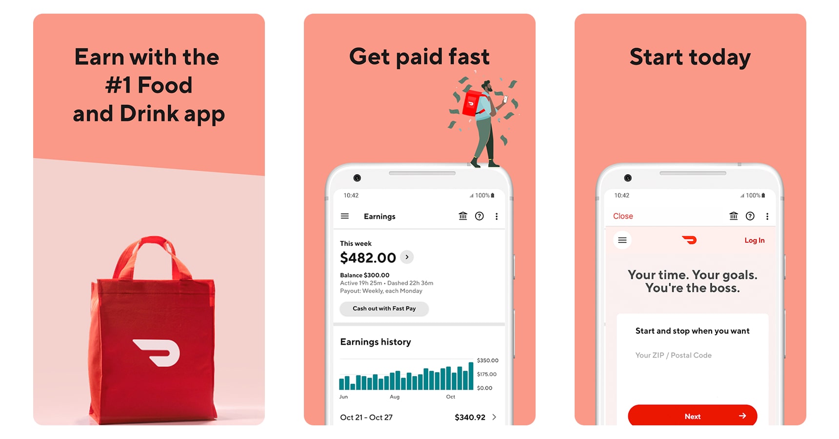 Images of the DoorDash app for the best apps to make money article