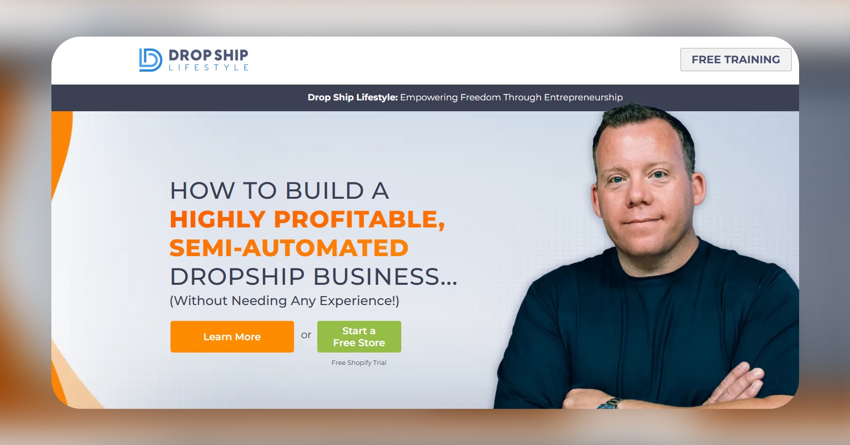 Screenshot of the Drop Ship Lifestyle's homepage for the article Best dropshipping courses