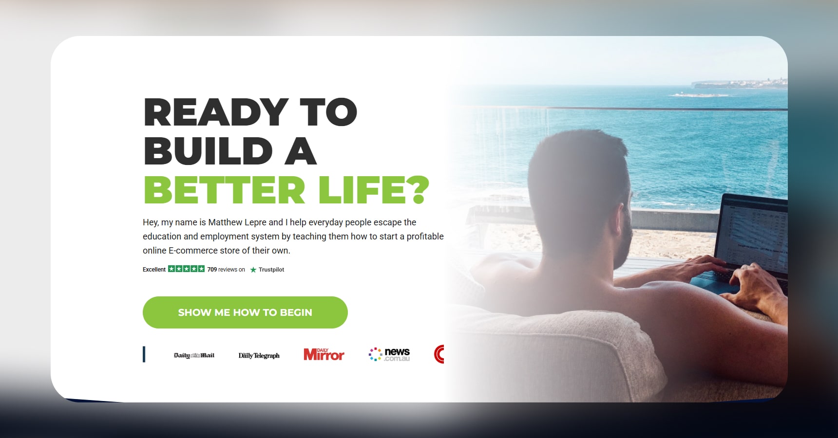 Screenshot of the Ecom Warrior Academy's homepage for the Best dropshipping courses article