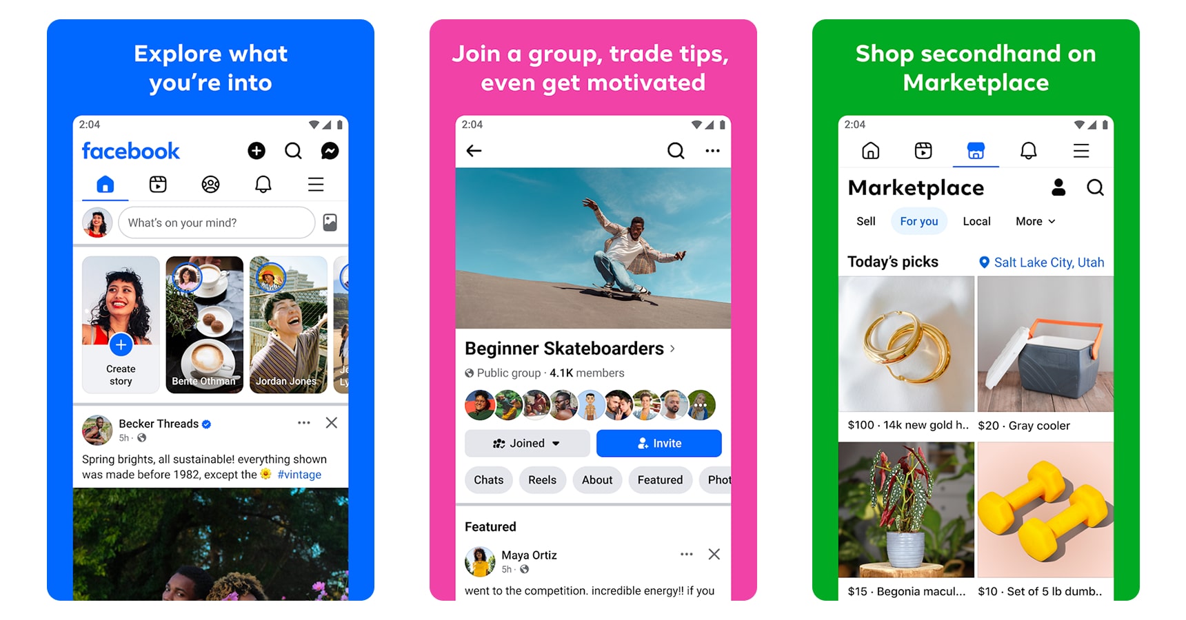 Images of the Facebook app for the best apps to make money article