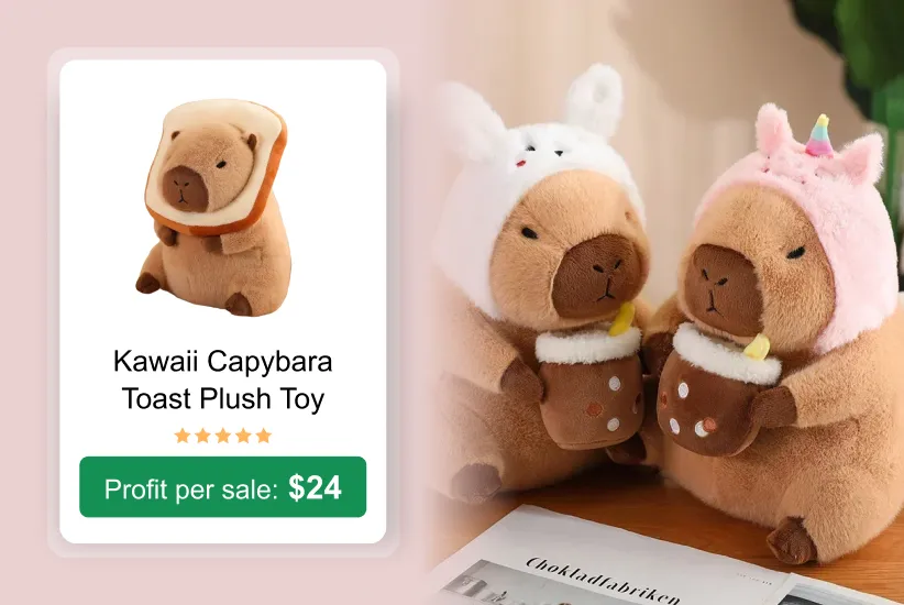 Kawaii Capybara Toast Plush Toy as a trending product to sell