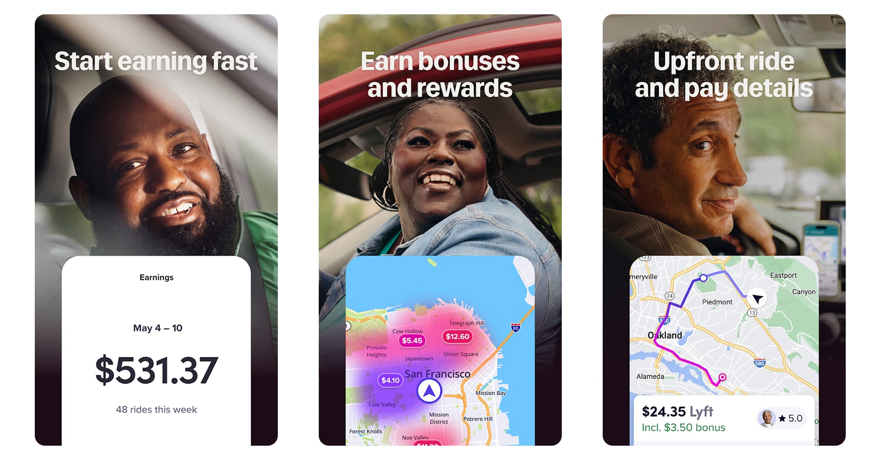 Images of the Lyft Driver app for the best money making apps article