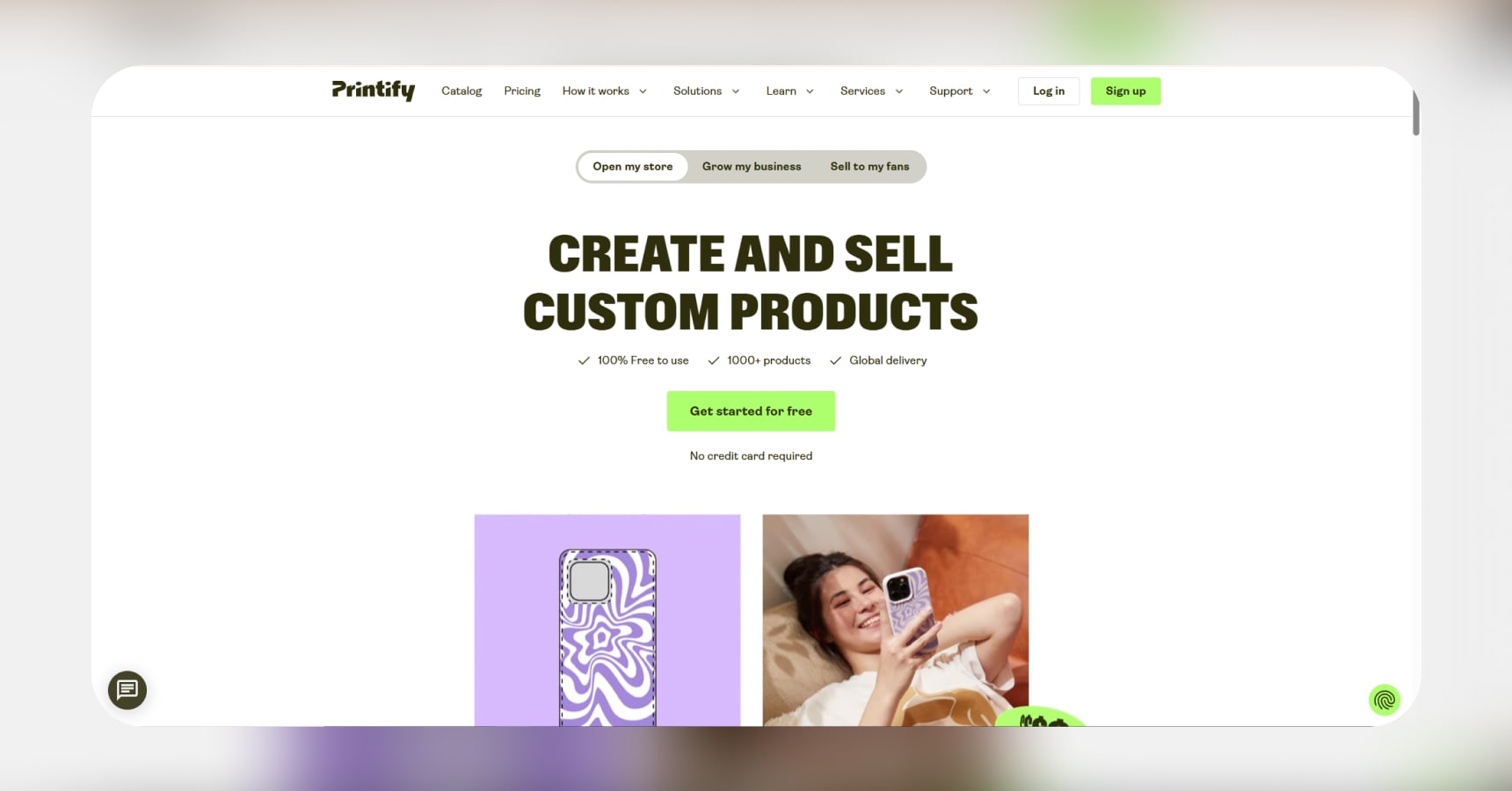 Screenshot of Printify's homepage for the Best apps for dropshipping article