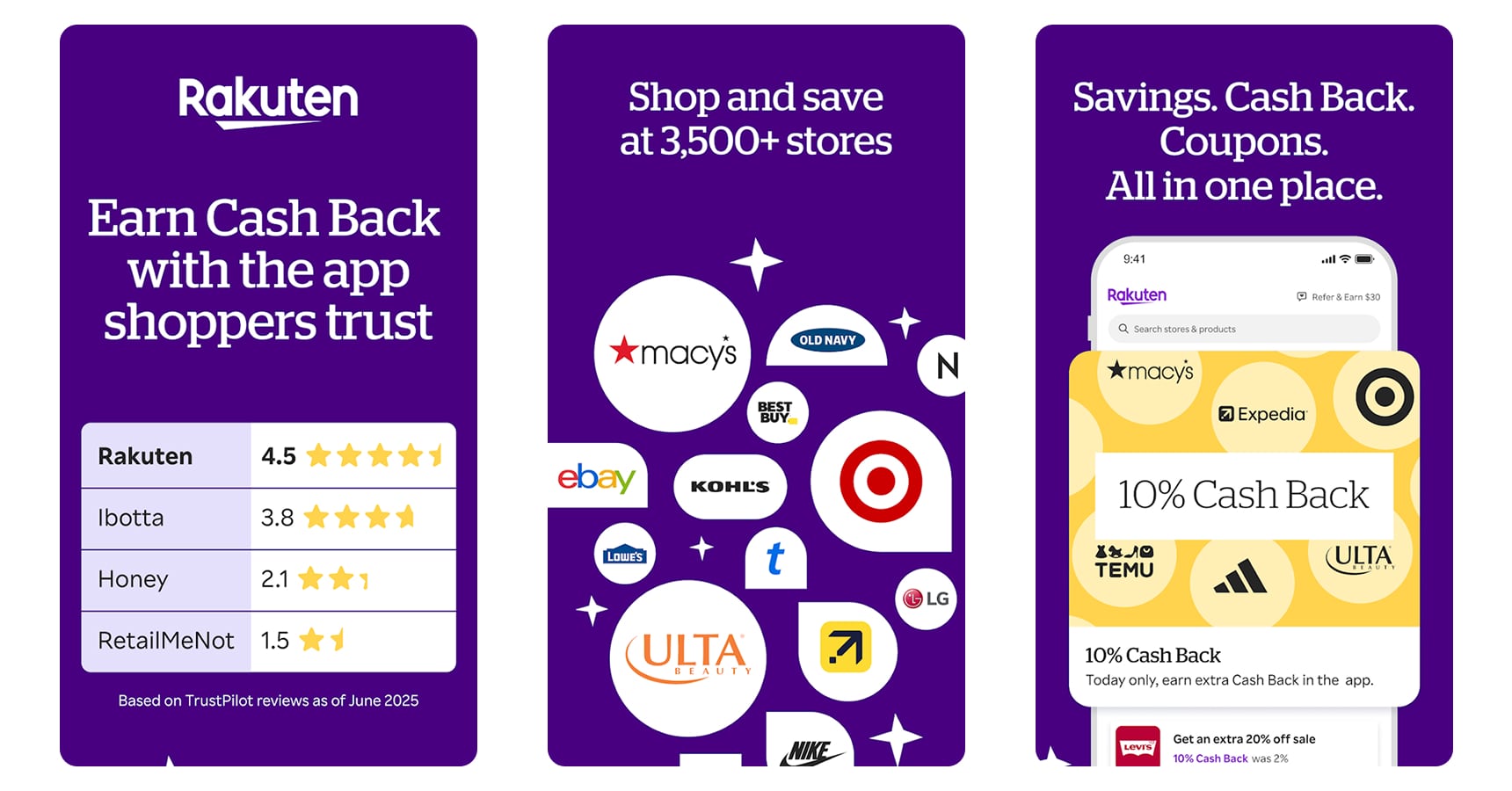 Images of the Rakuten app for the best apps to make money article