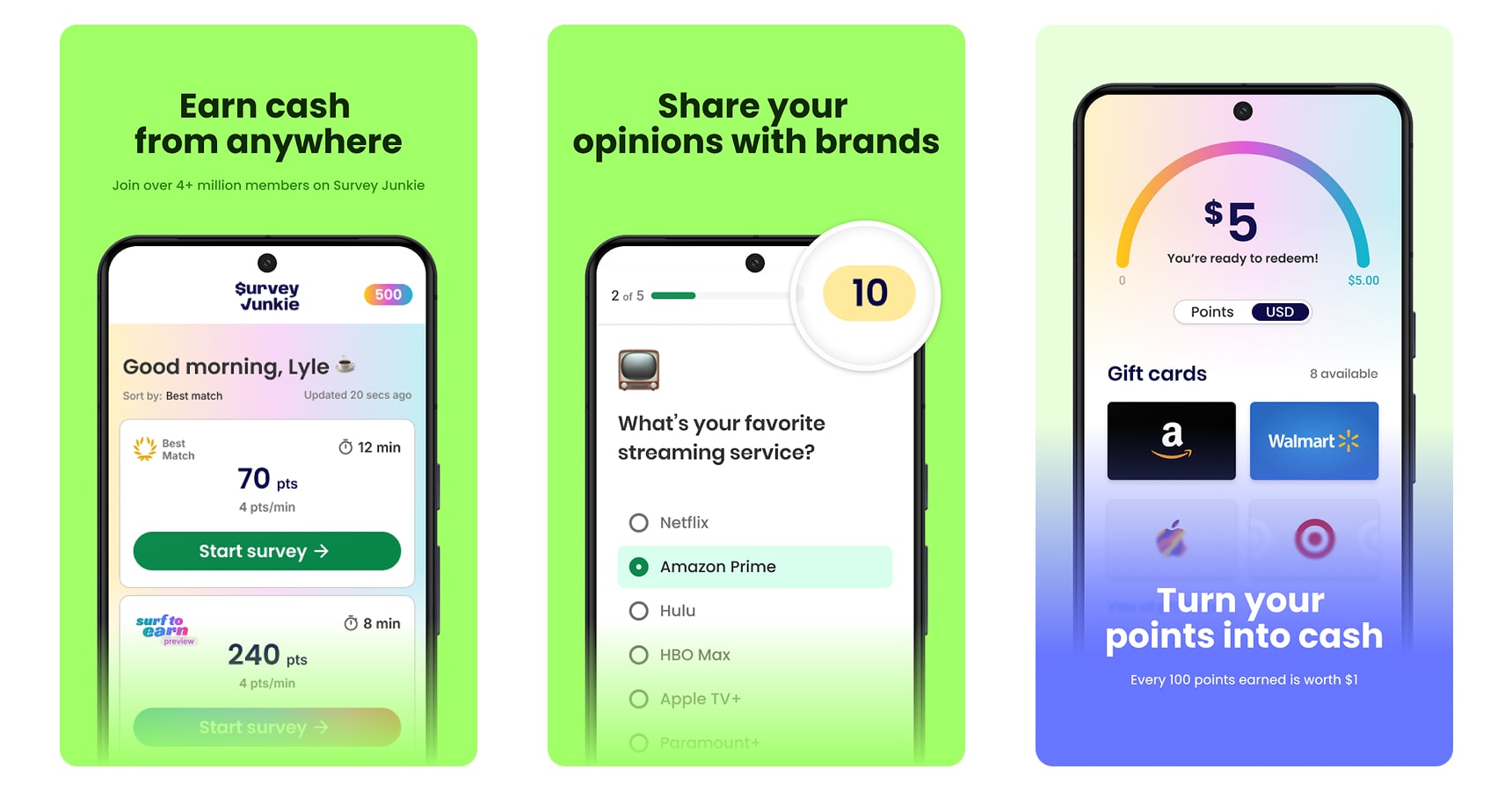 Images of the Survey Junkie app for the best money-making apps article