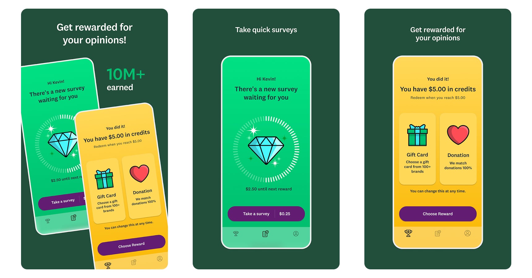 Images of the SurveyMonkey Rewards app for the best apps to make money article
