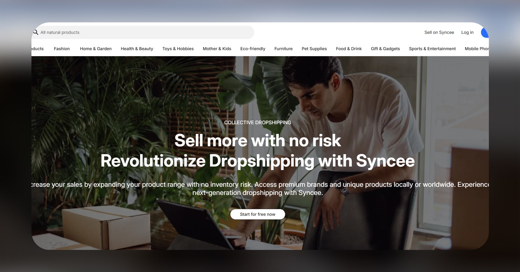 Screenshot of Syncee's homepage for the Best apps for dropshipping article