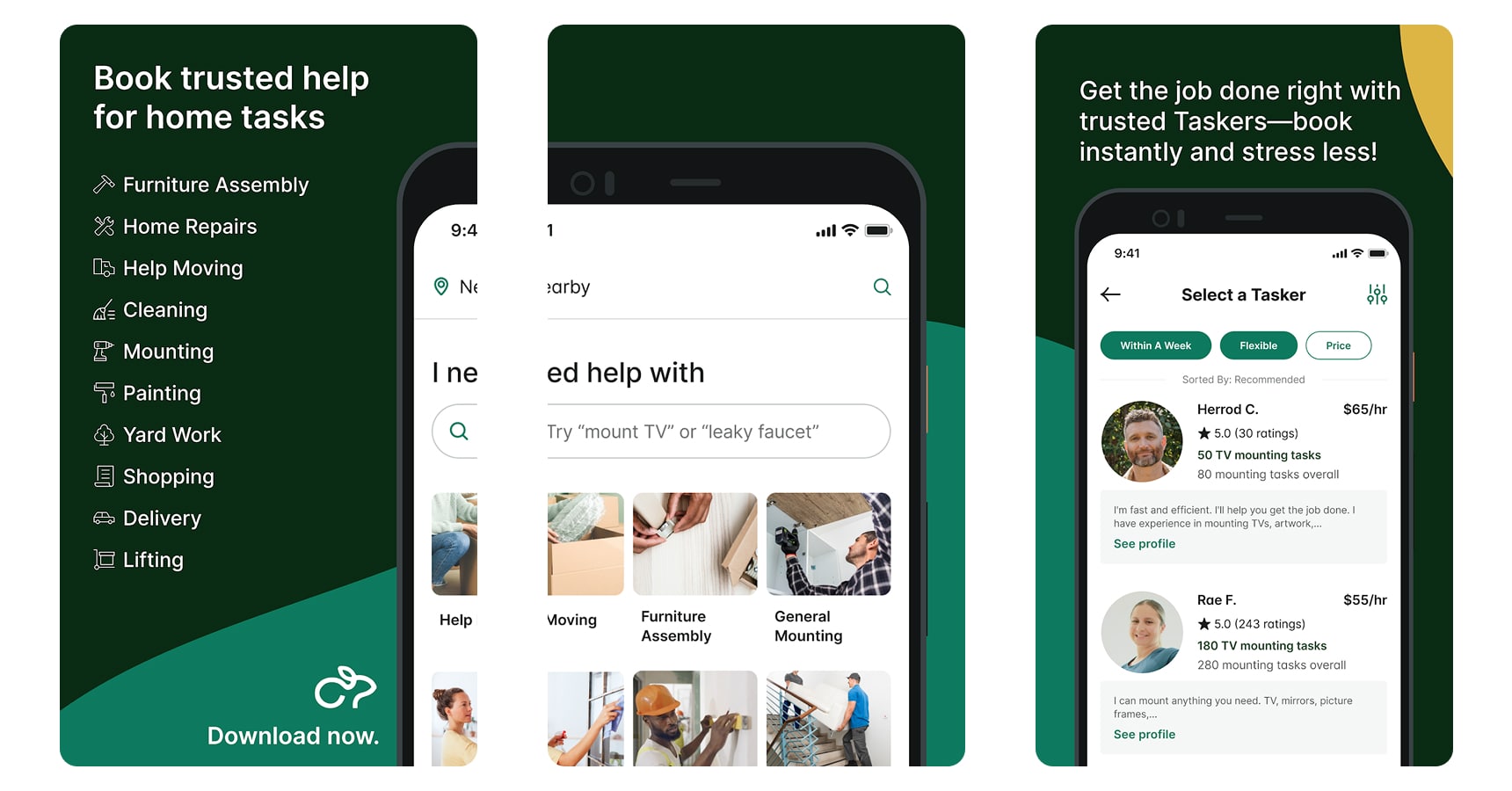 Images of the Taskrabbit app for the best money-making apps article