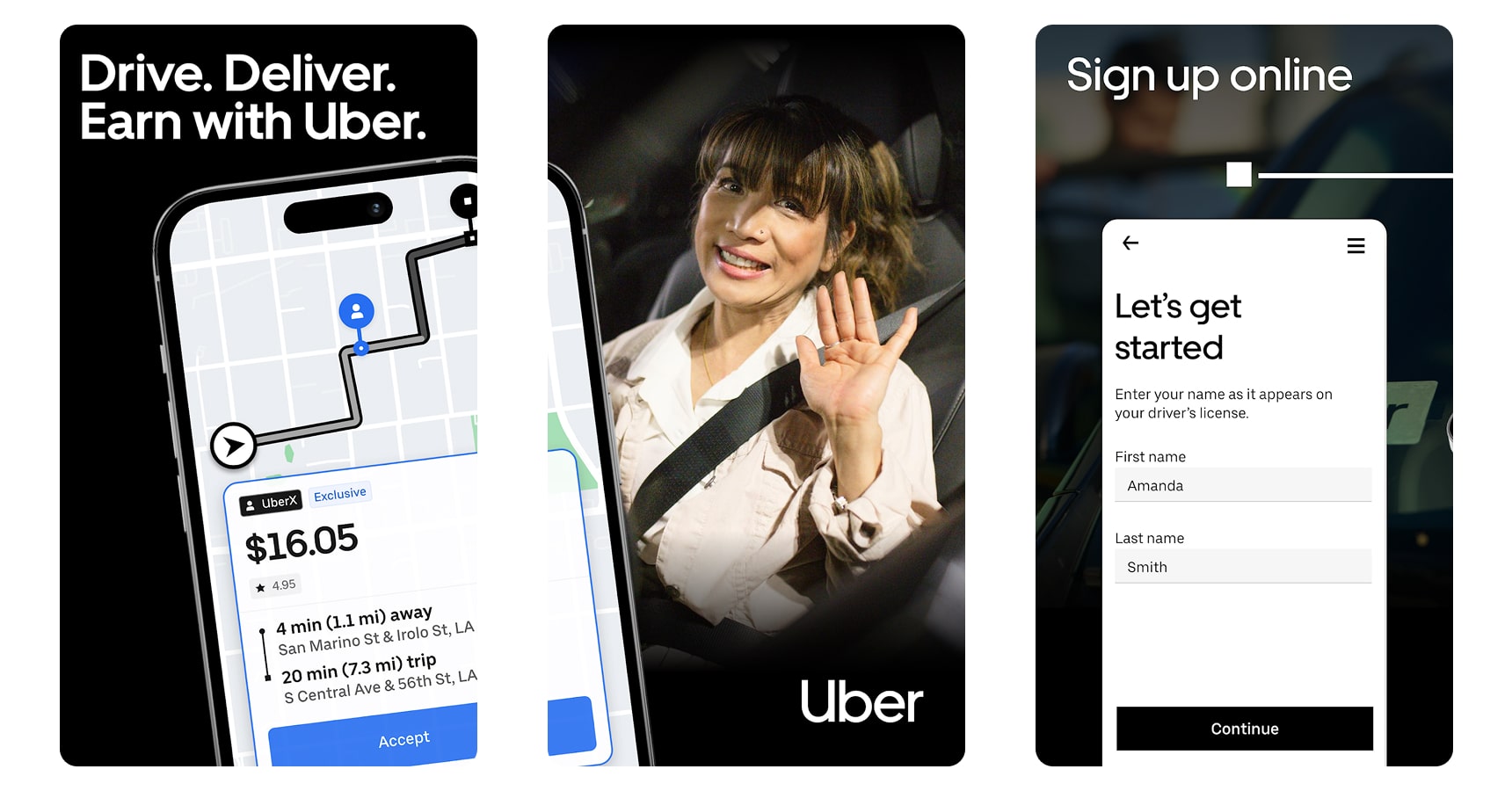 Images of the Uber app for the best money making apps article
