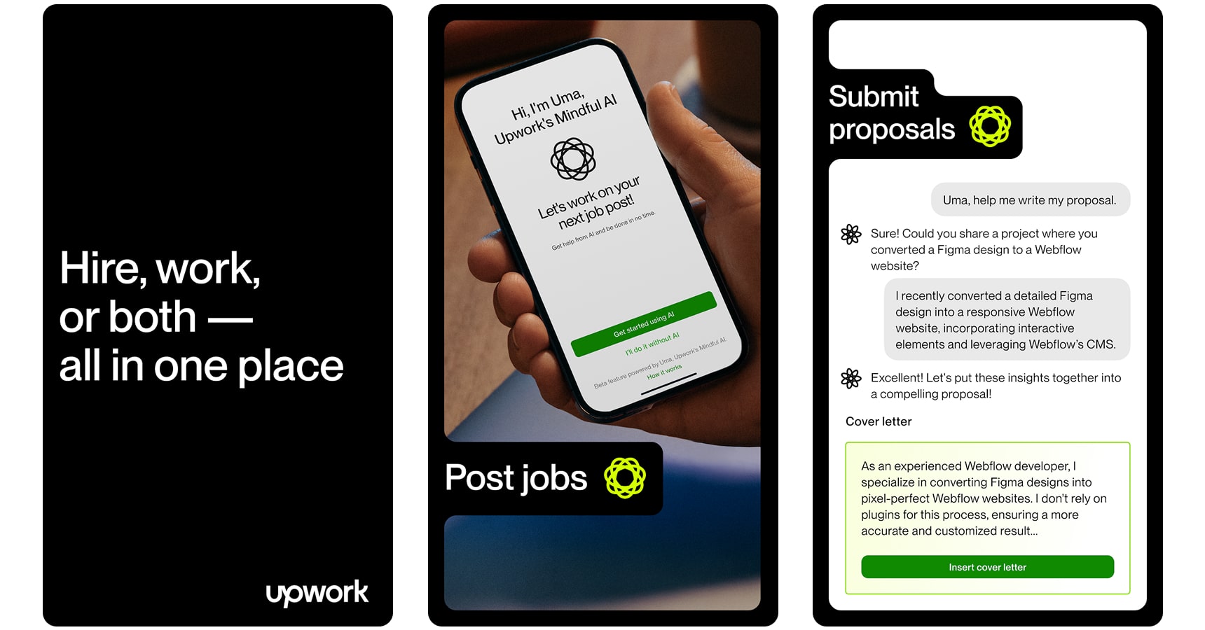Images of the Upwork app for the best money-making apps article