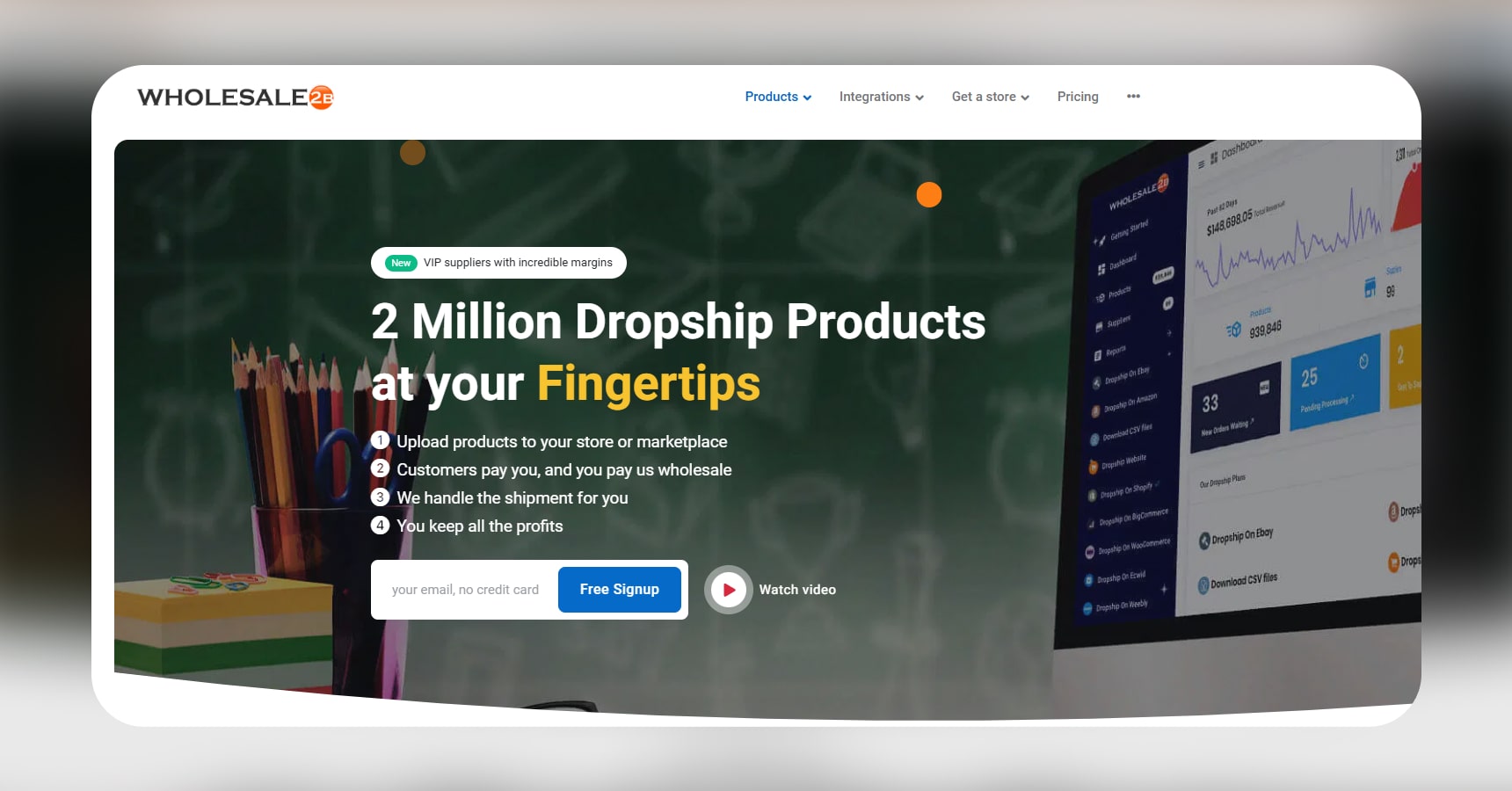 Screenshot of the Wholesale2B's homepage for the Best dropshipping websites article
