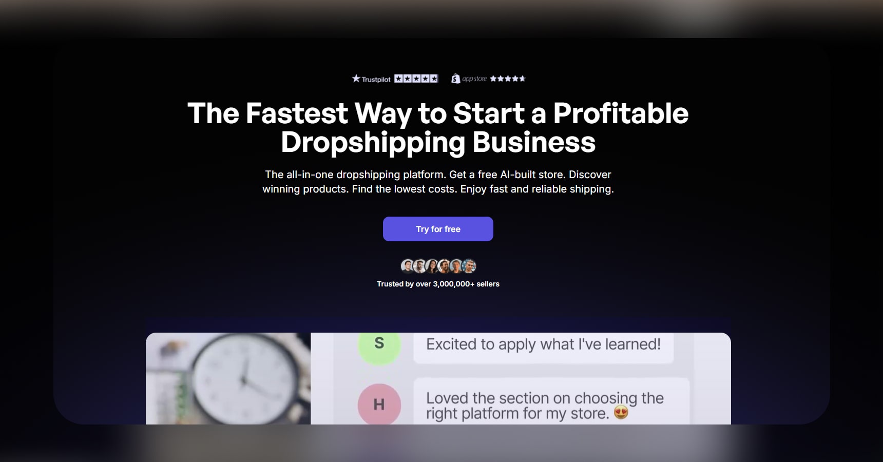 Screenshot of Zendrop's homepage for the Best apps for dropshipping article