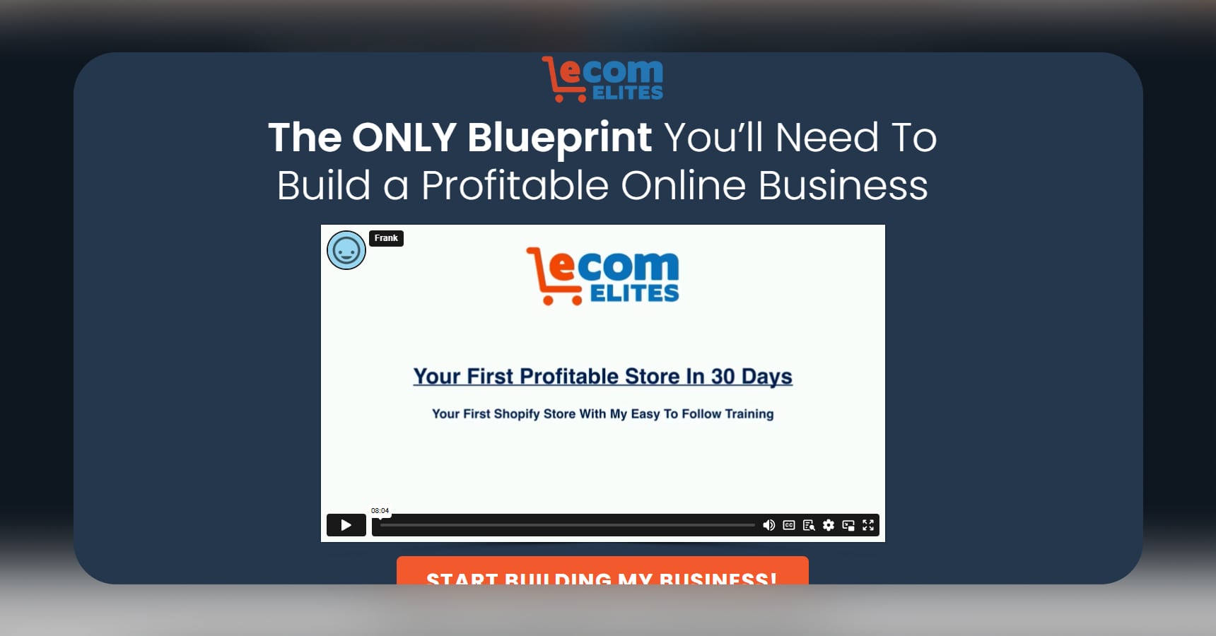 Screenshot of the eCom Elites' homepage for the for the Best dropshipping courses article