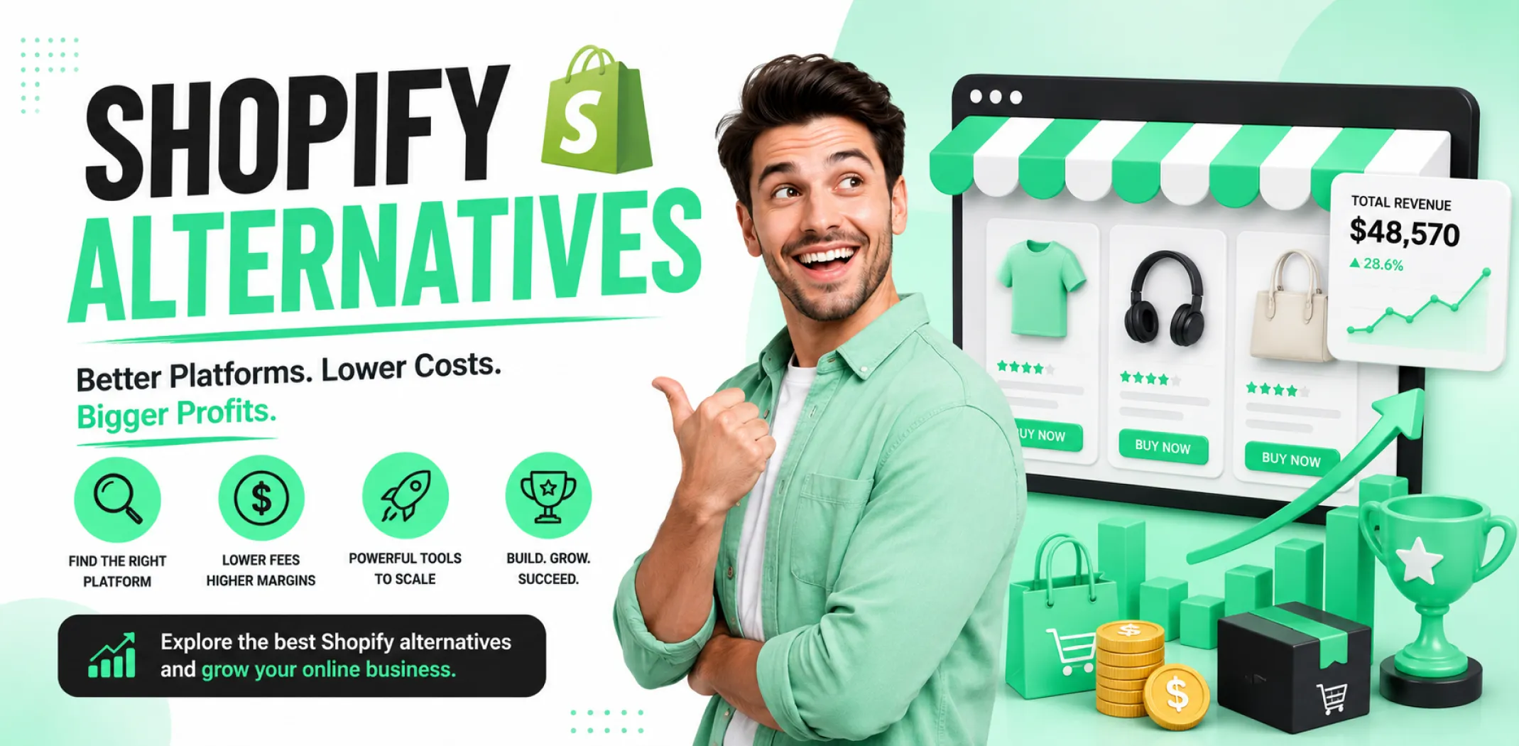 Featured image for an article about the Shopify alternatives