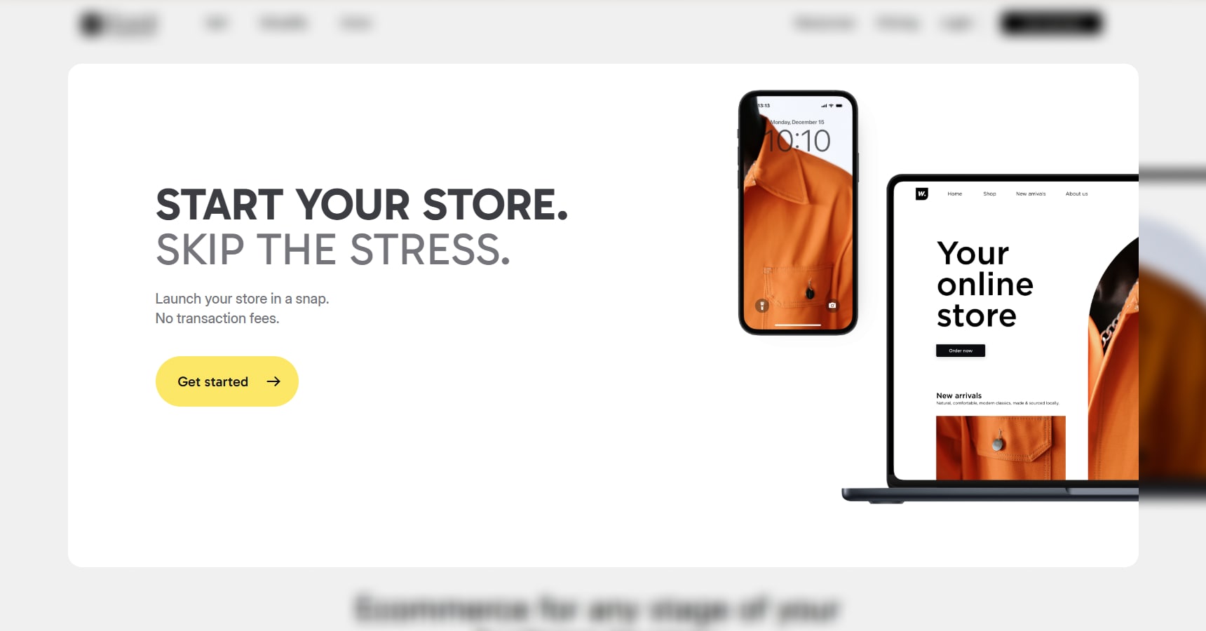 Screenshot of the Ecwid's homepage for the Best ecommerce website builders article