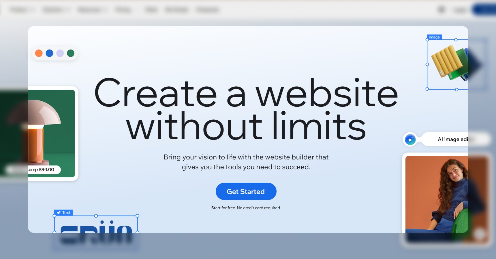 Screenshot of the Wix's homepage for the Best ecommerce website builders article