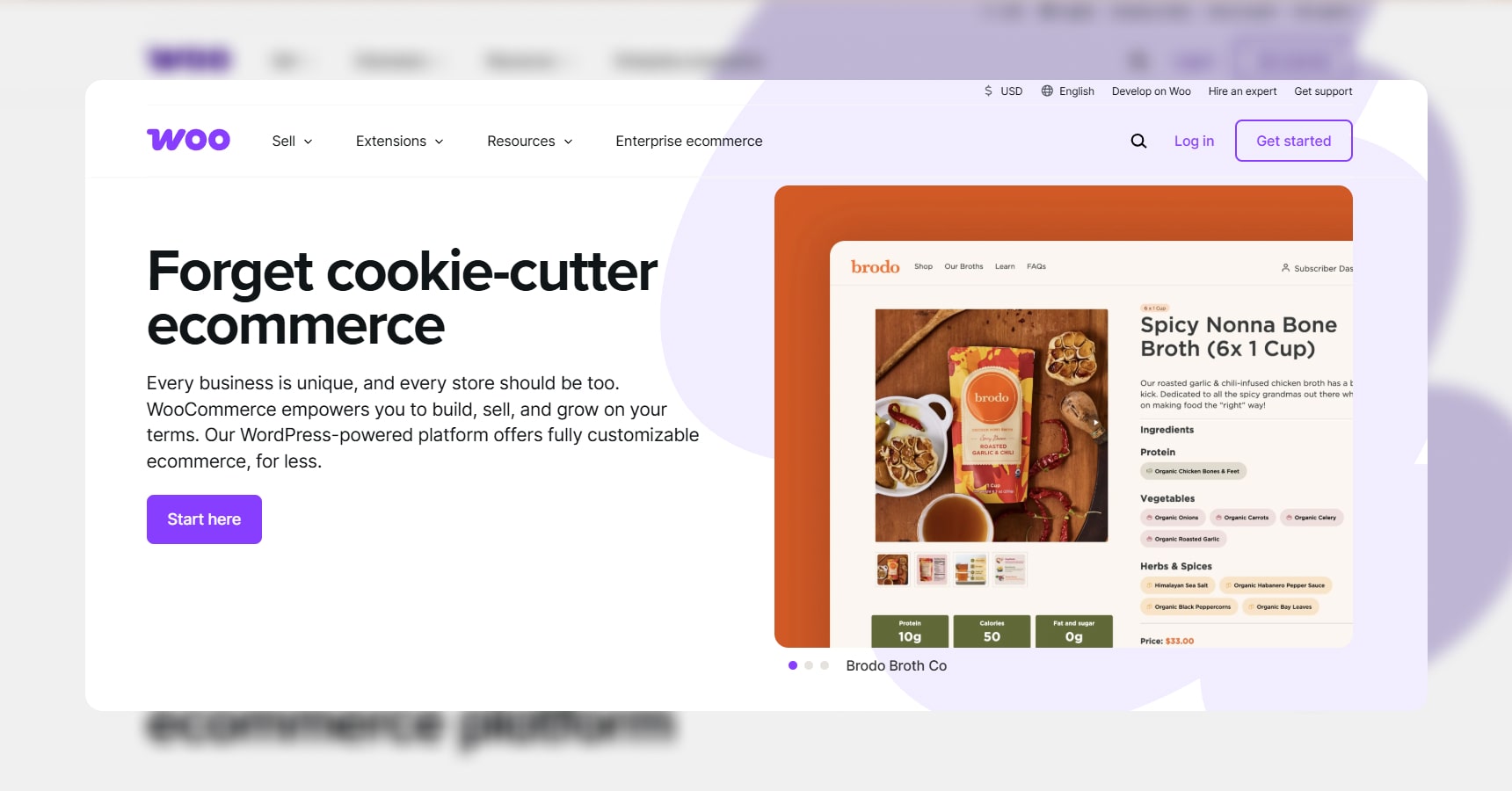 Screenshot of the WooCommerce's homepage for the Best ecommerce website builders article