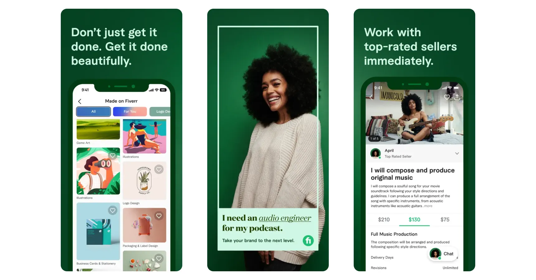 Images of the Fiverr app for the best instant money apps article