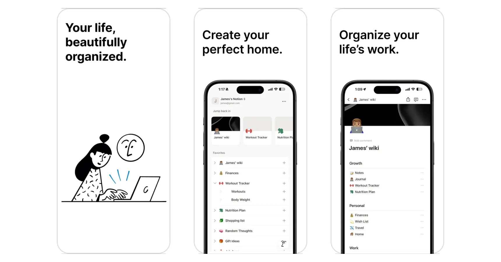 Images of the Notion app for the best apps for small business article