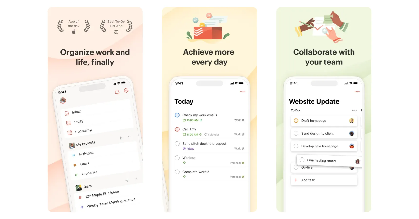Images of the Todoist app for the best apps for small business article