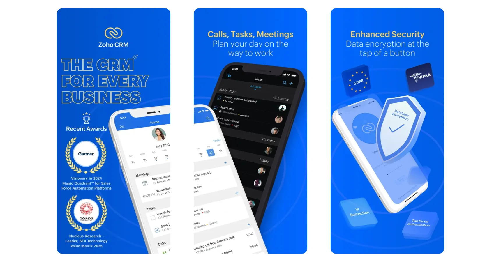 Images of the Zoho CRM app for the best apps for small business article