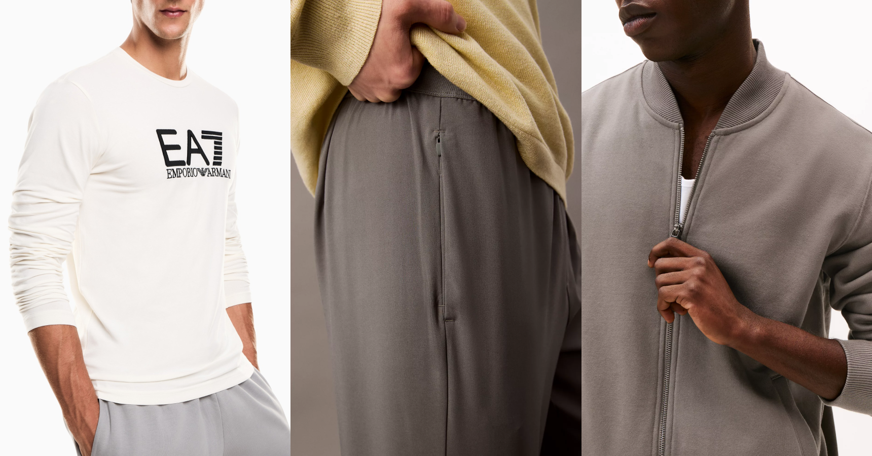 Sportswear from Armani EA7, Calvin Klein and Tommy Hilfiger for the article on the best men's clothing brands