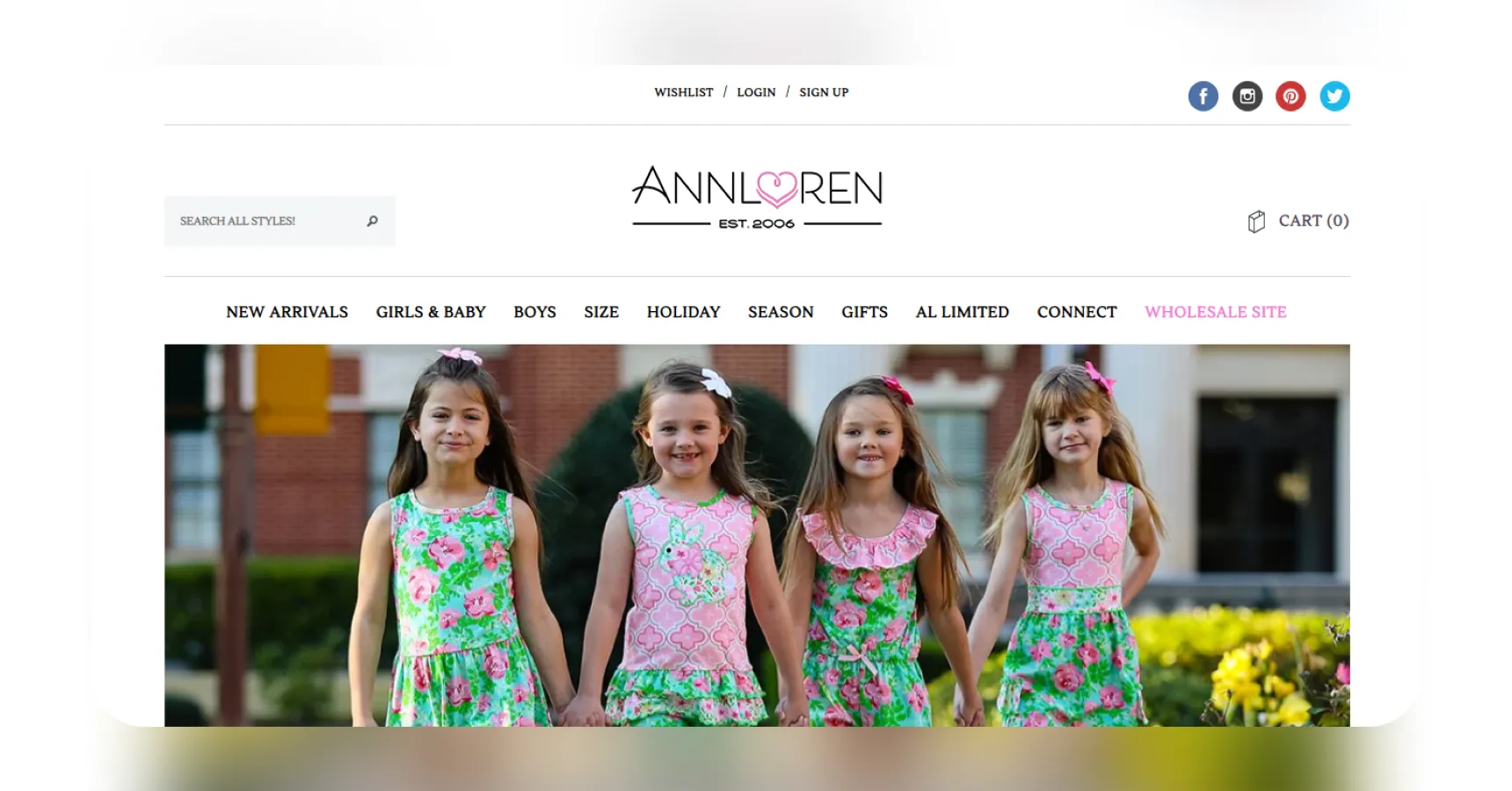 Screenshot of the AnnLoren homepage for an article on the best clothing dropshipping suppliers
