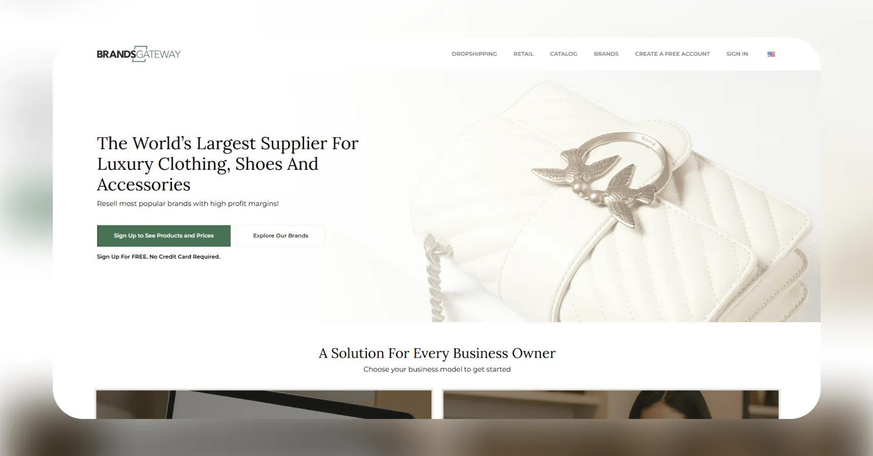 Screenshot of the BrandsGateway homepage for an article on the best clothing dropshipping suppliers
