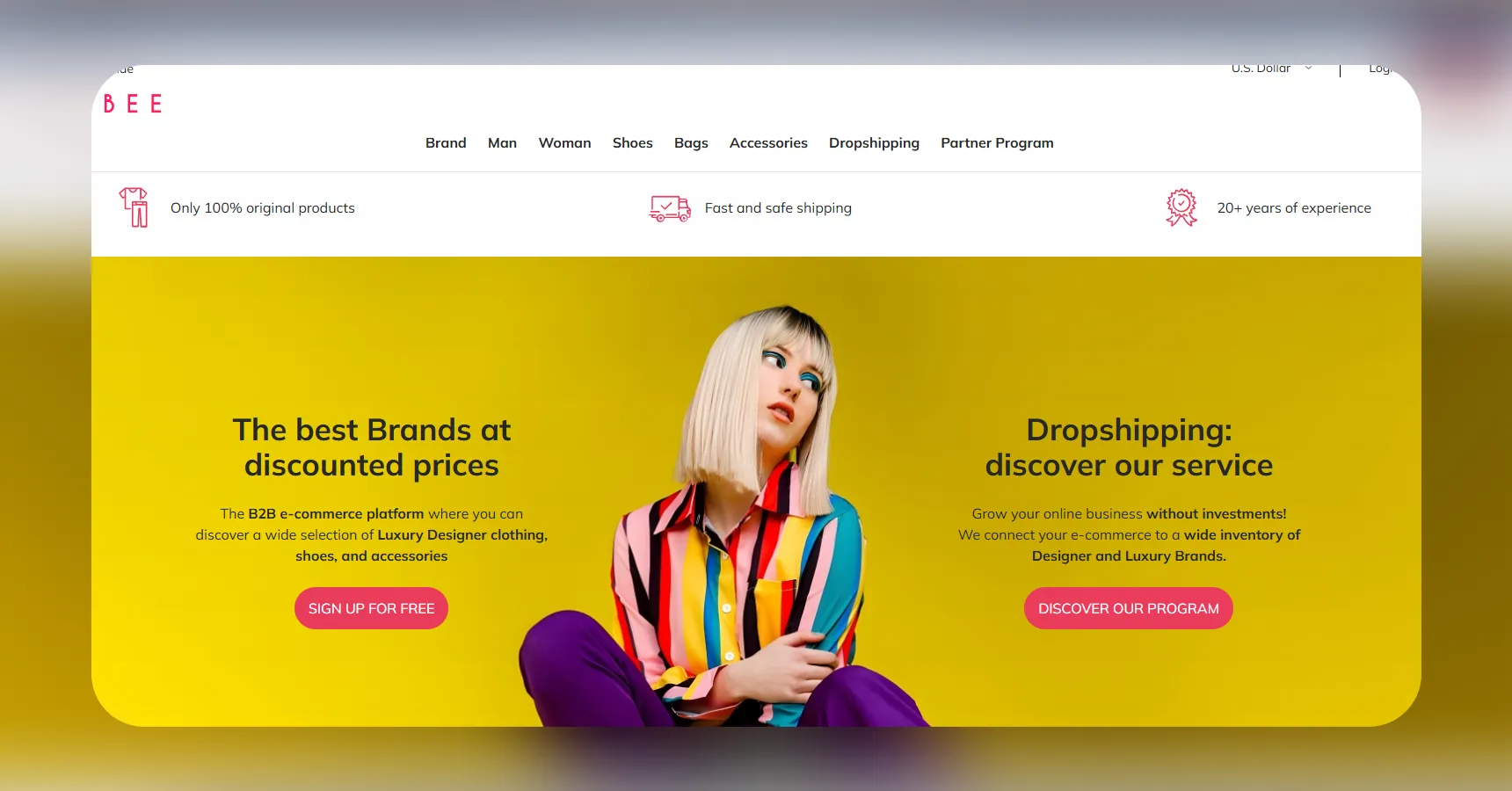 Screenshot of the Buy2Bee homepage for an article on the best clothing dropshipping suppliers