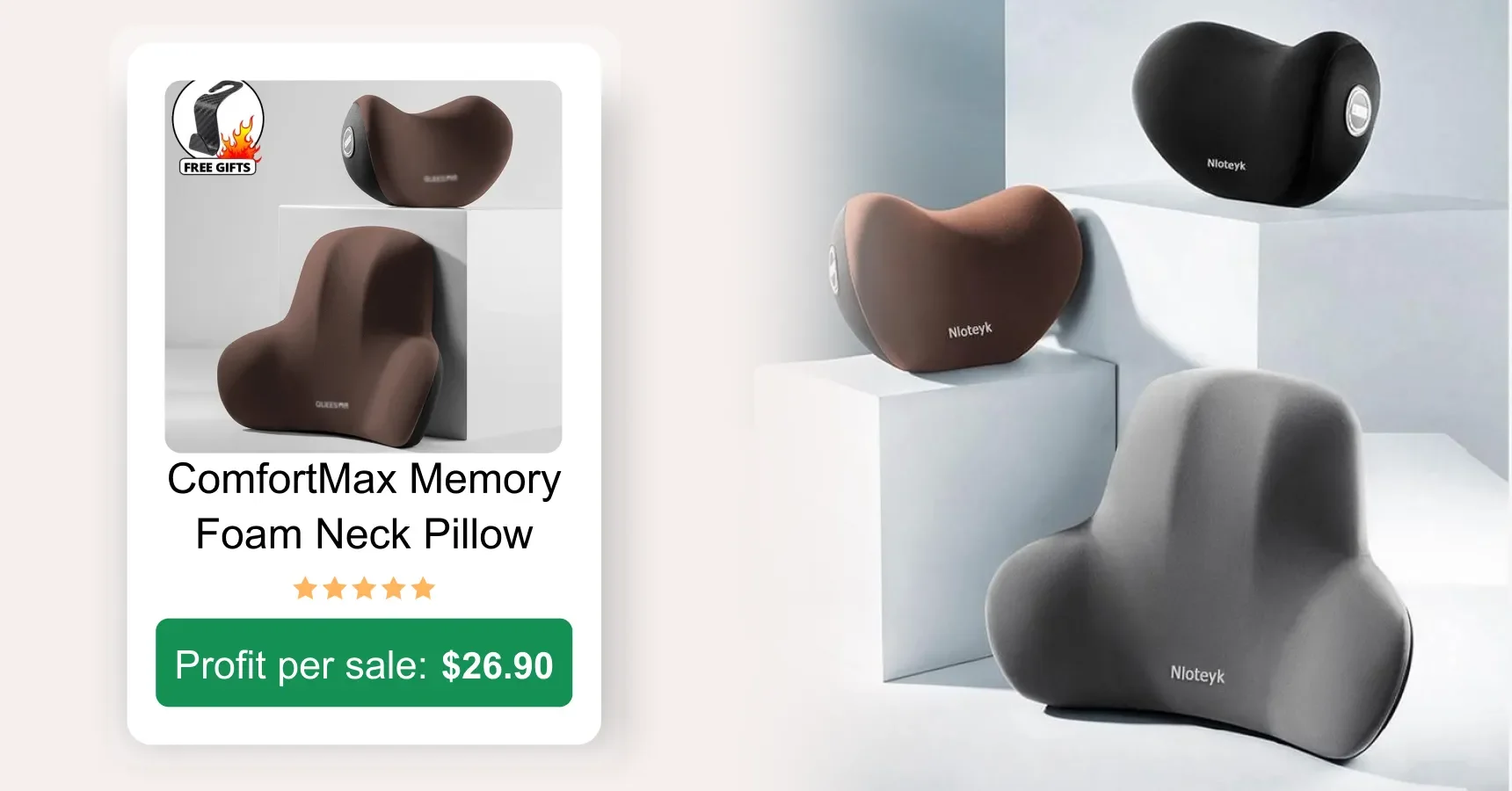 Image of a memory foam neck pillow for an article on AliExpress trending products 2026