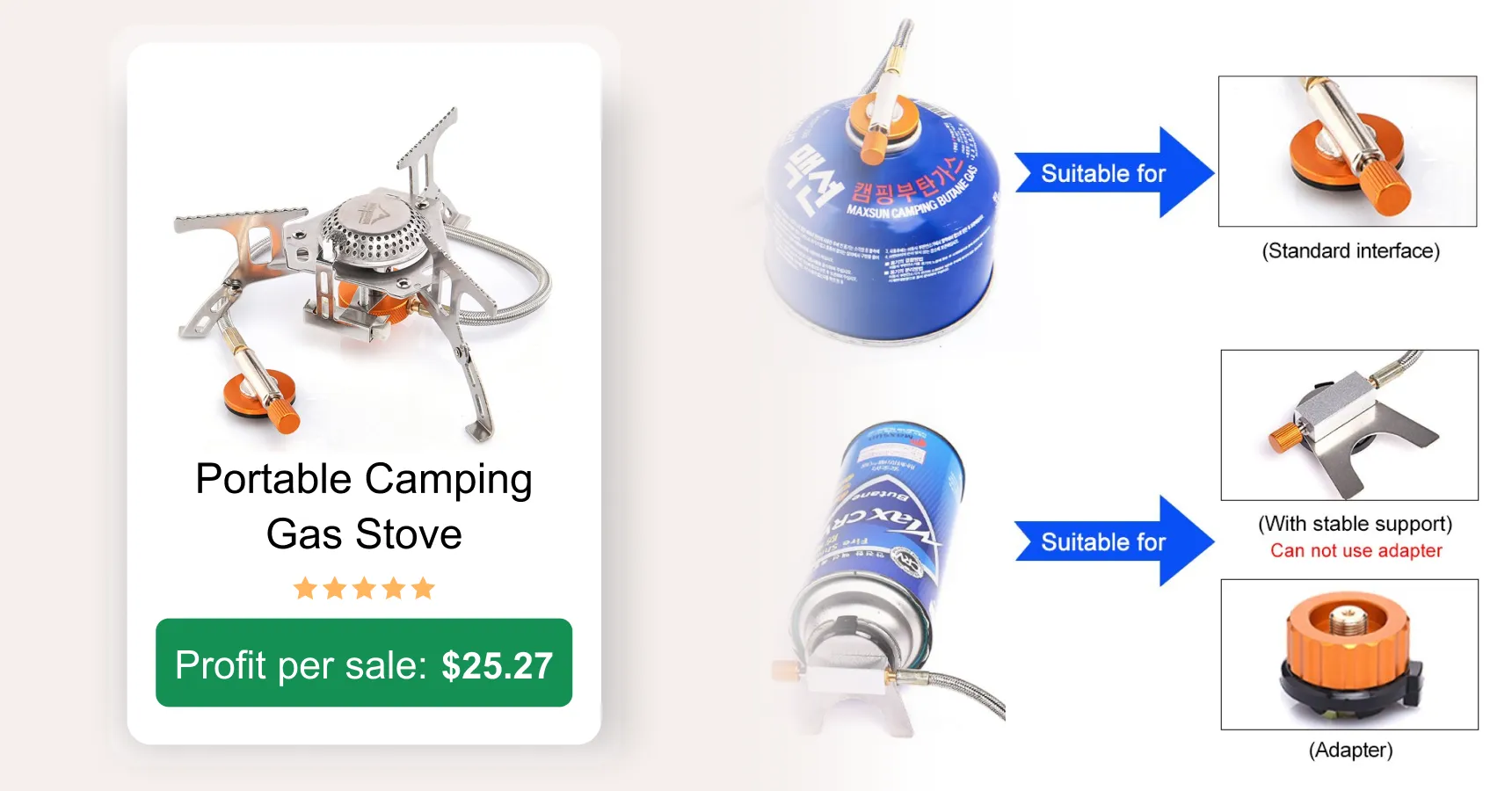 Image of a portable camping gas stove for an article on AliExpress trending products 2026