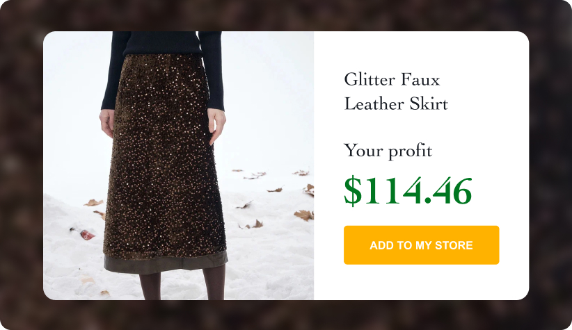 Glitter Faux Leather Skirt