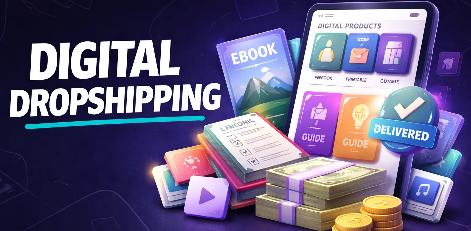 Main and featured image for an article on digital dropshipping