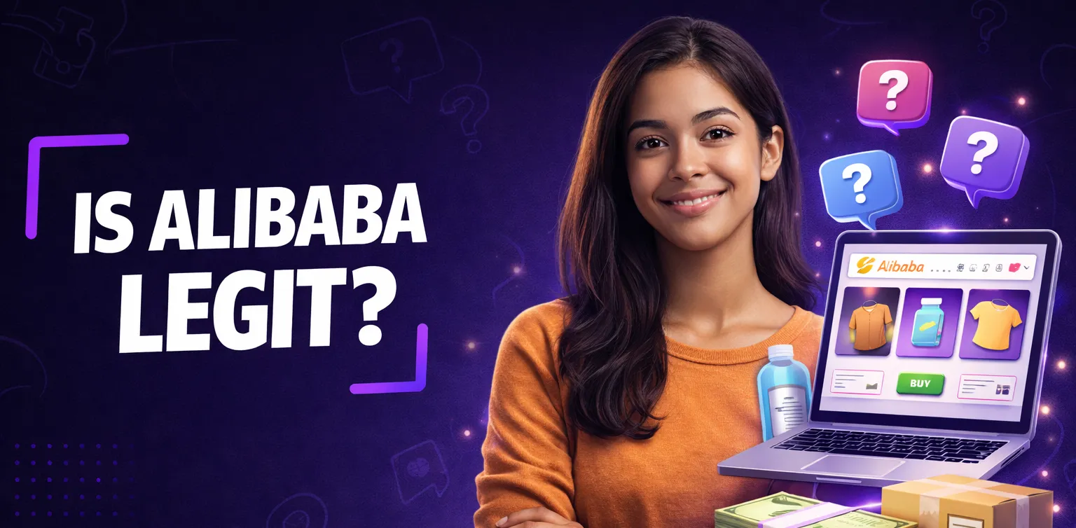 Main and featured image for an article answering the question "Is Alibaba legit?"