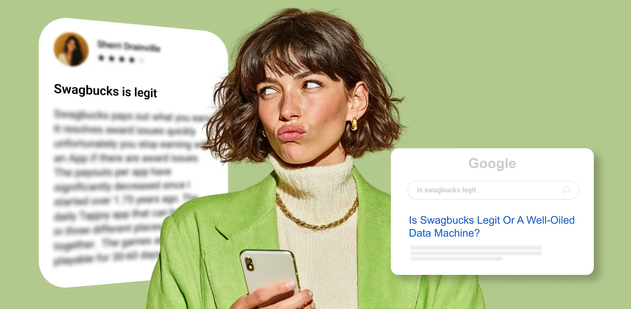 Main and featured image for an article answering the question "Is Swagbucks legit"?