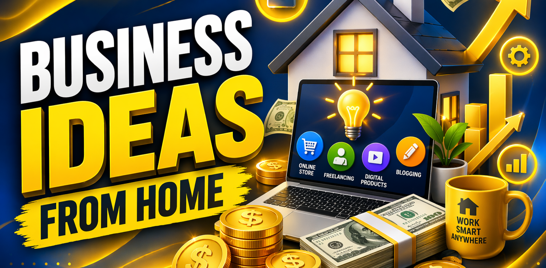 Featured image for the article about business ideas from home.