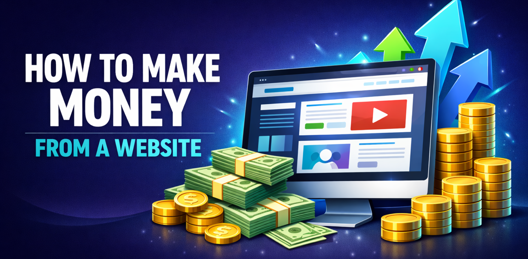 Featured image for the article about how to make money from a website.