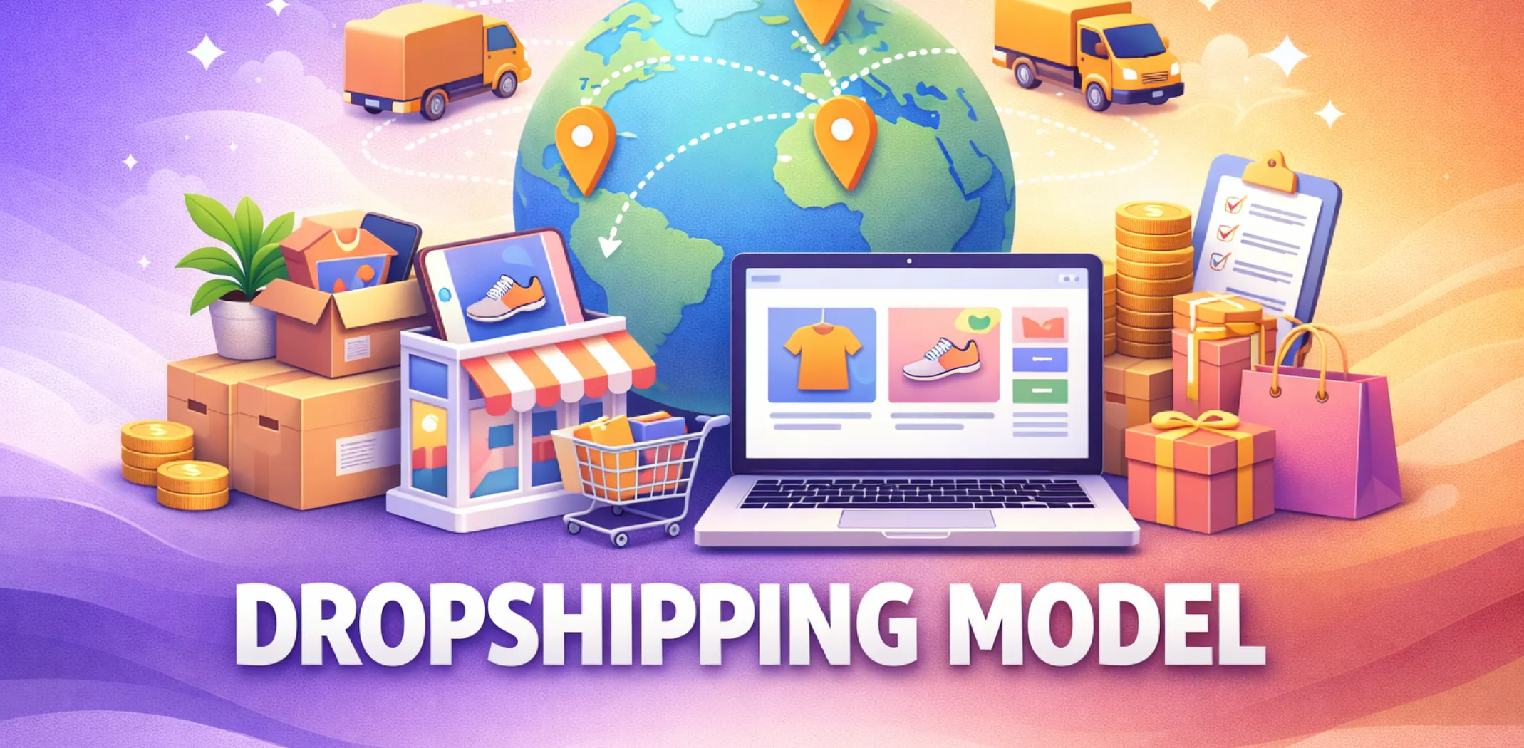 Featured image for an article on dropshipping model