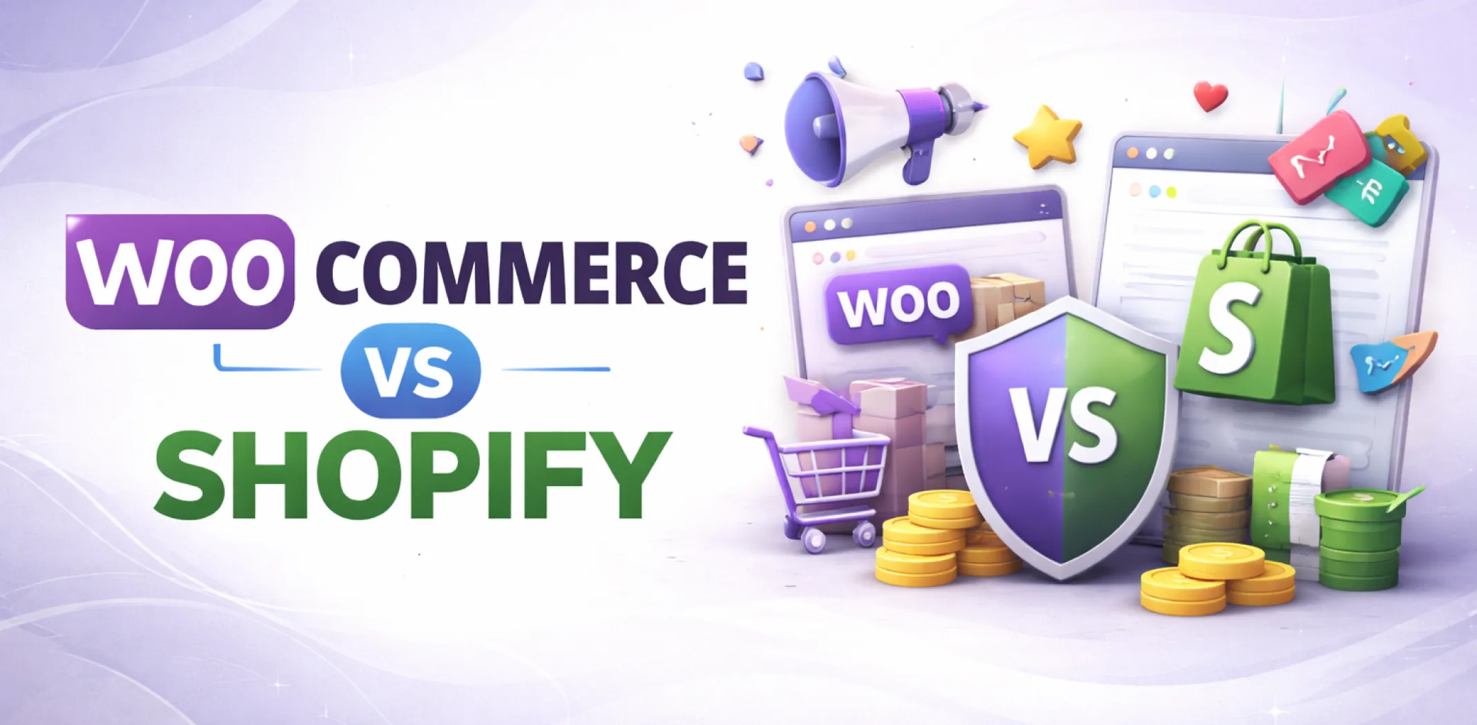Featured image for an article comparing WooCommerce vs Shopify
