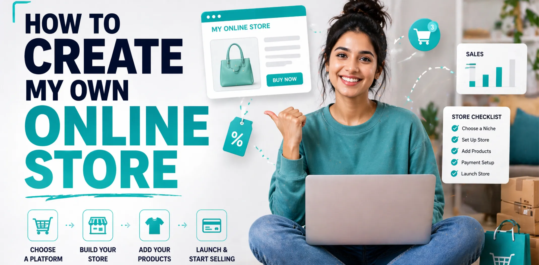 Featured image for an article for people searching "how to create my own online store?"