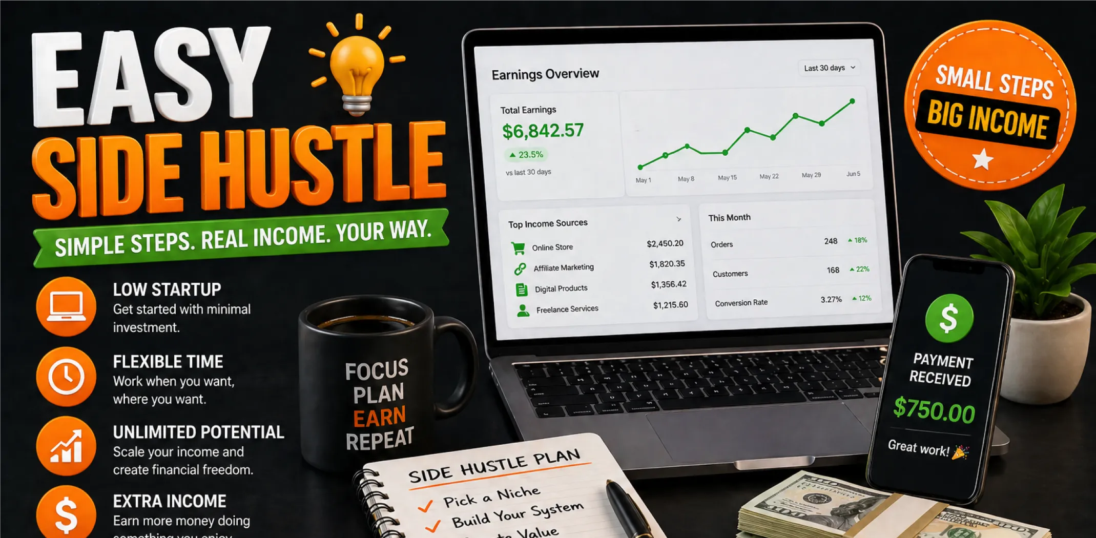 Featured image for an article on easy side hustle