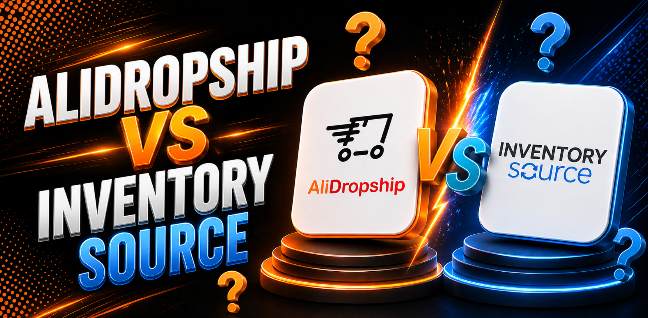 Featured image for the article with comparison of AliDropship vs Inventory Source.