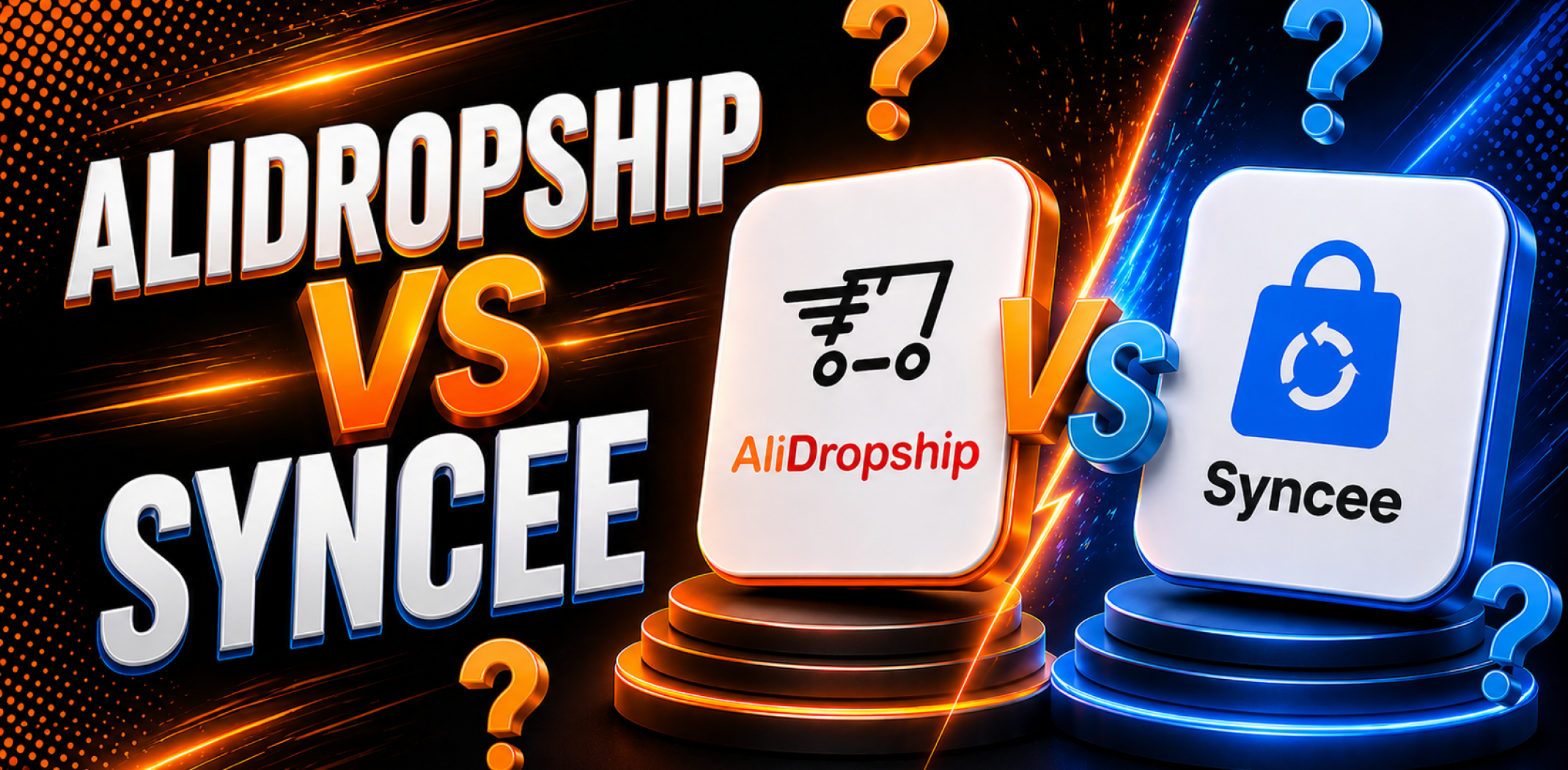 Featured image for the article with comparison of AliDropship vs Syncee.
