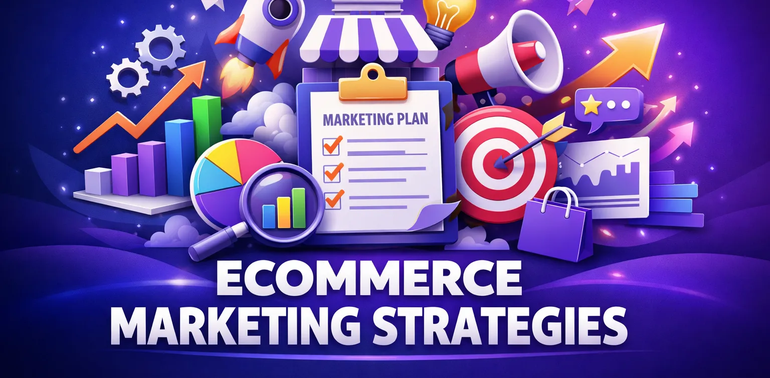 Main and featured image for an article on the ecommerce marketing strategies