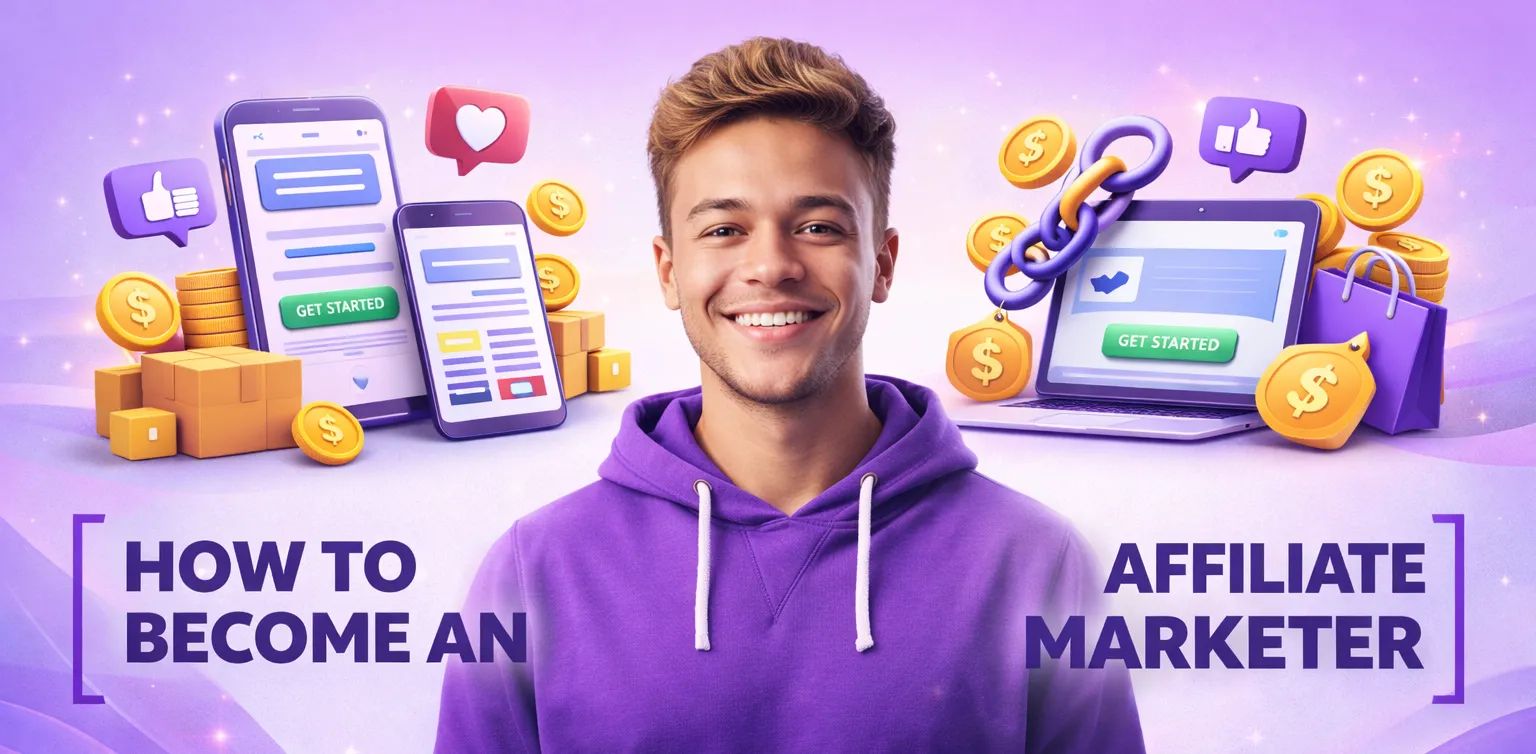 Main and featured image for an article on how to become an affiliate marketer