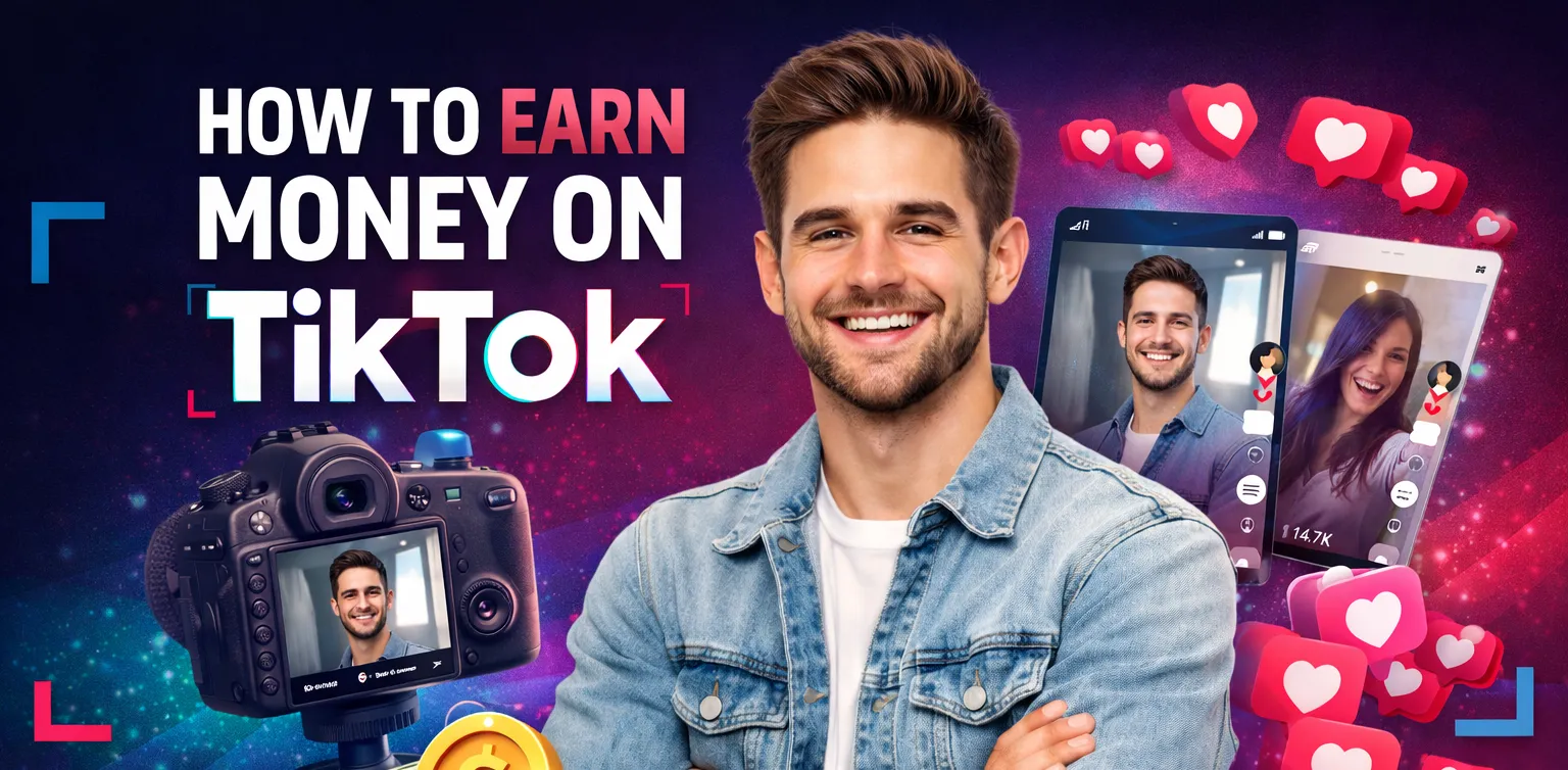 Main and featured image for an article about how to make money on TikTok