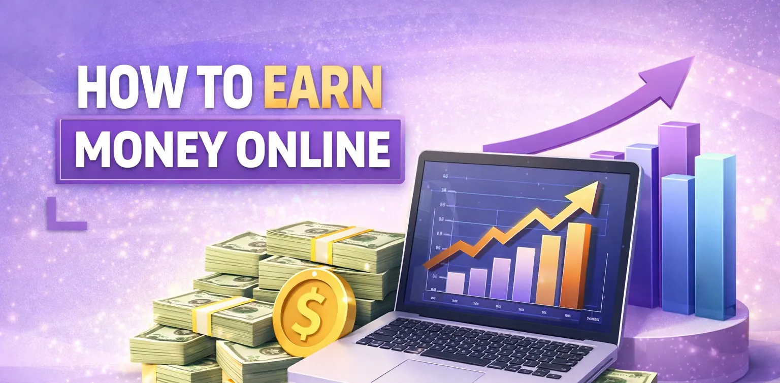 Main and featured image for an article about how to earn money online