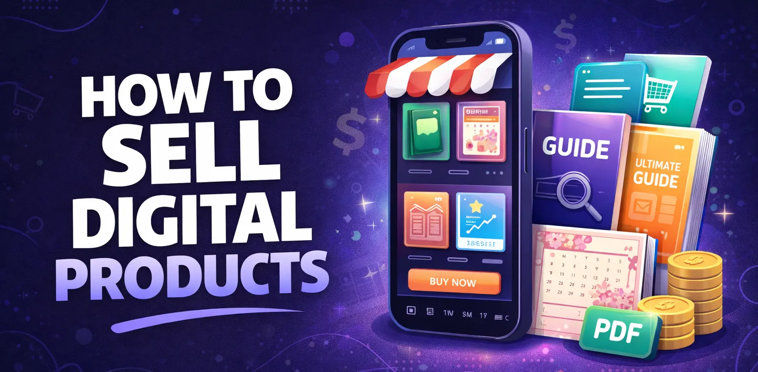 Main and featured image for an article on how to sell digital products
