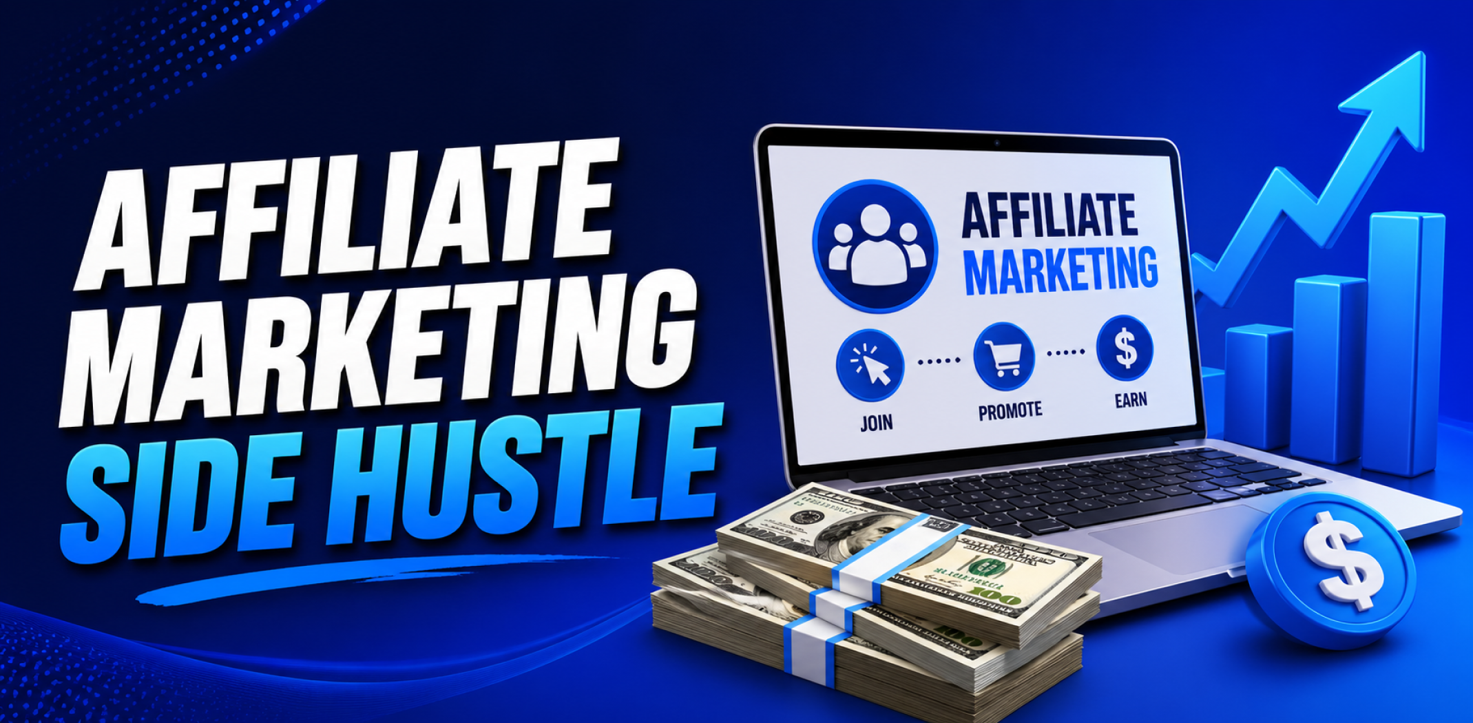 Featured image for the article about affiliate marketing side hustle.