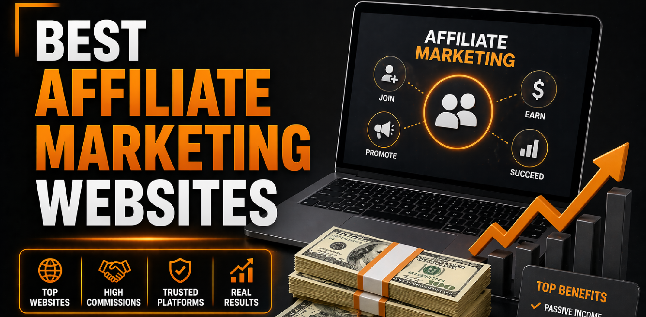 Featured image for the article with the best affiliate marketing websites.